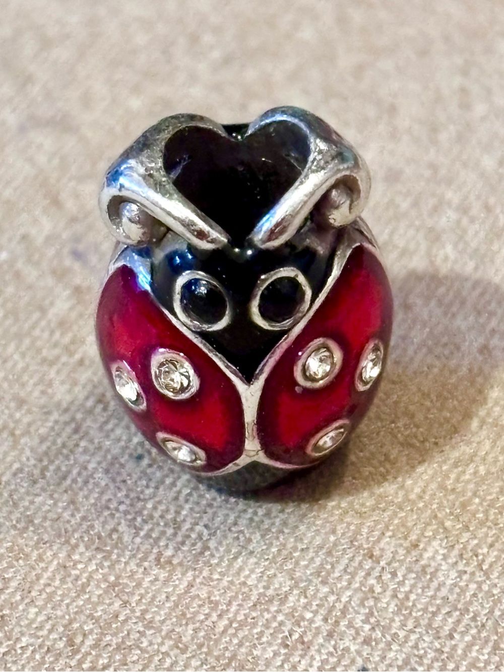 Brighton big ladybug bead with crystals for spots Red & black enamel Retired - Picture 3 of 9